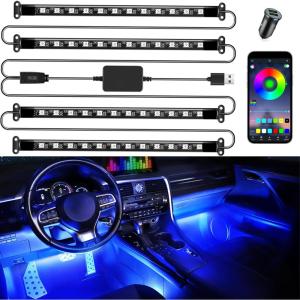 imageLivTee Smart Car Interior Lights RGB LED Accent Lights with App Control Music Mode DIY Mode 2Line Design Charger Included Car Accessories for WomenWith Car Charger