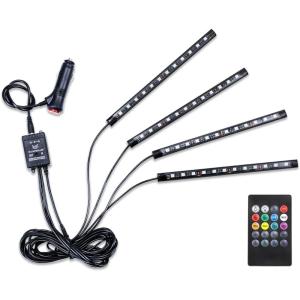 imageLivTee Smart Car LED Interior Lights with USB Port LED Strip Fiber Optic Lights Wireless App Control Sync to Music Car Accessories Gifts for Women and Men 5 in 1Interior Lights