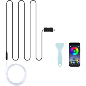 imageLivTee Smart Car LED Interior Lights with USB Port LED Strip Fiber Optic Lights Wireless App Control Sync to Music Car Accessories Gifts for Women and Men 5 in 1Fiber Optic Lights1to1